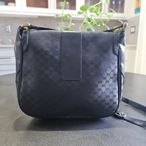 Vintage GUCCI  Crossbody bag Shoulder  micro GG PVC Leather Black/BlackFlap Sn - Picture 15 of 16